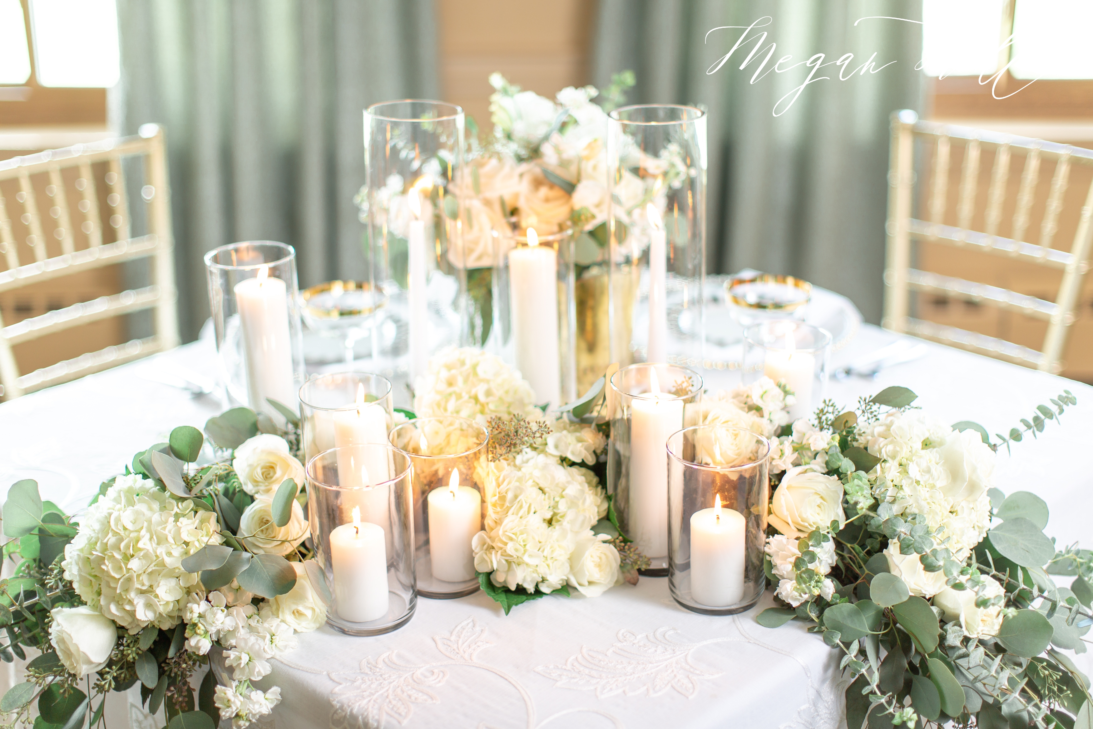 Reception decor at a Fort Mitchell Country Club Wedding