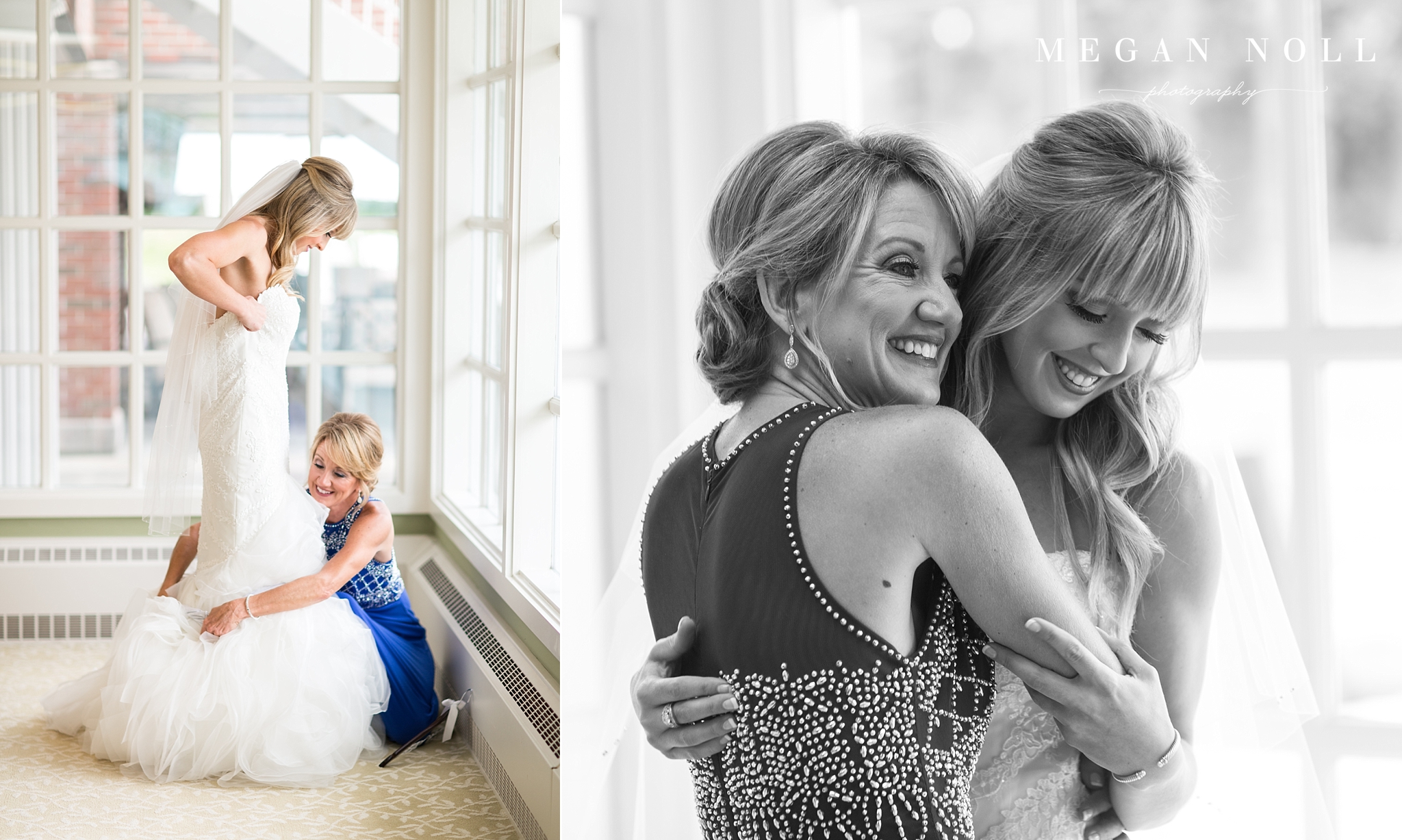 Getting Dressed, Mom Helping Bride Into Wedding Dress, Indianapolis wedding photographers, Meridian Hills 