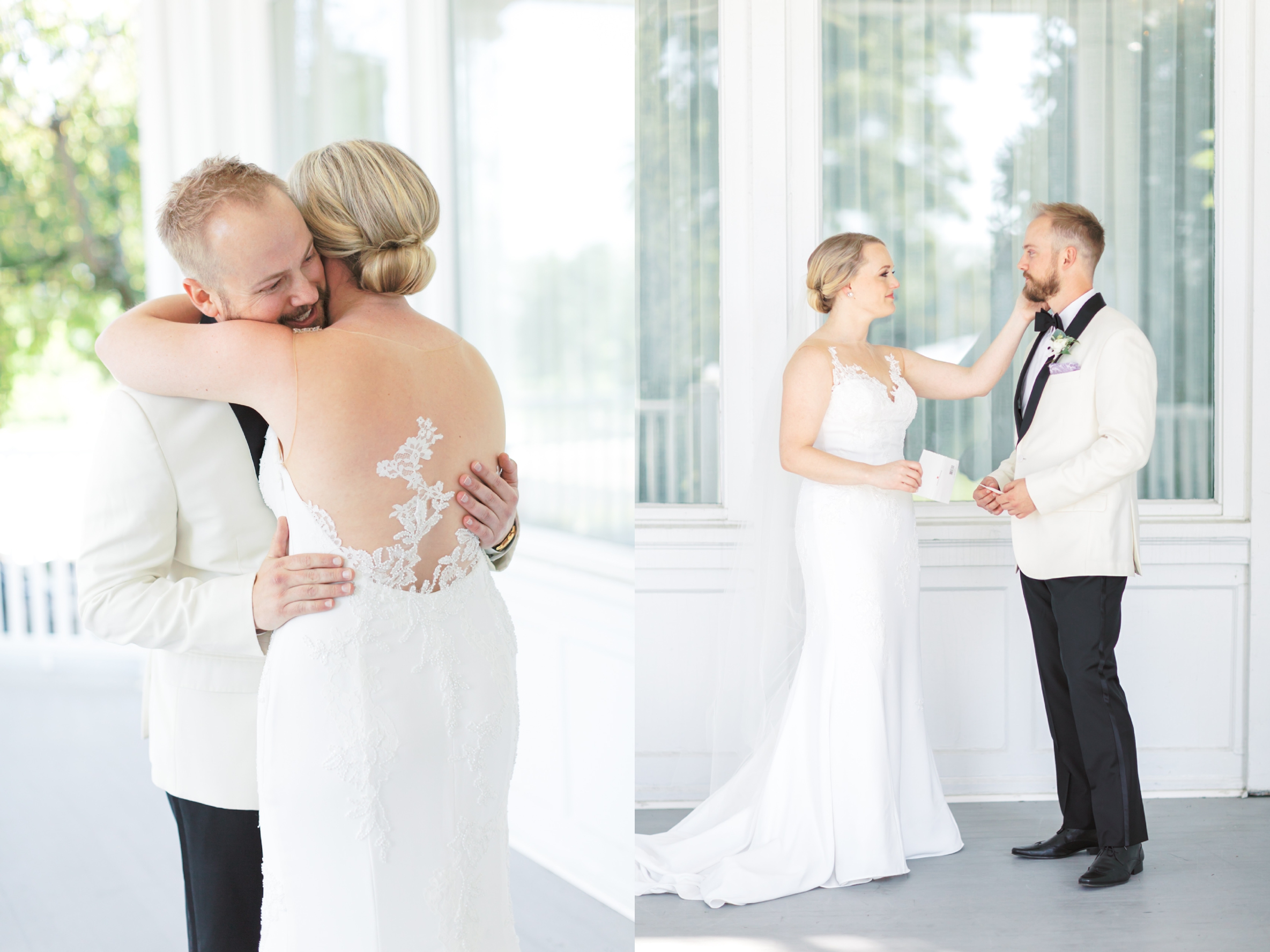 Bride and Groom reading letters to each other, Kenwood Wedding Photographer