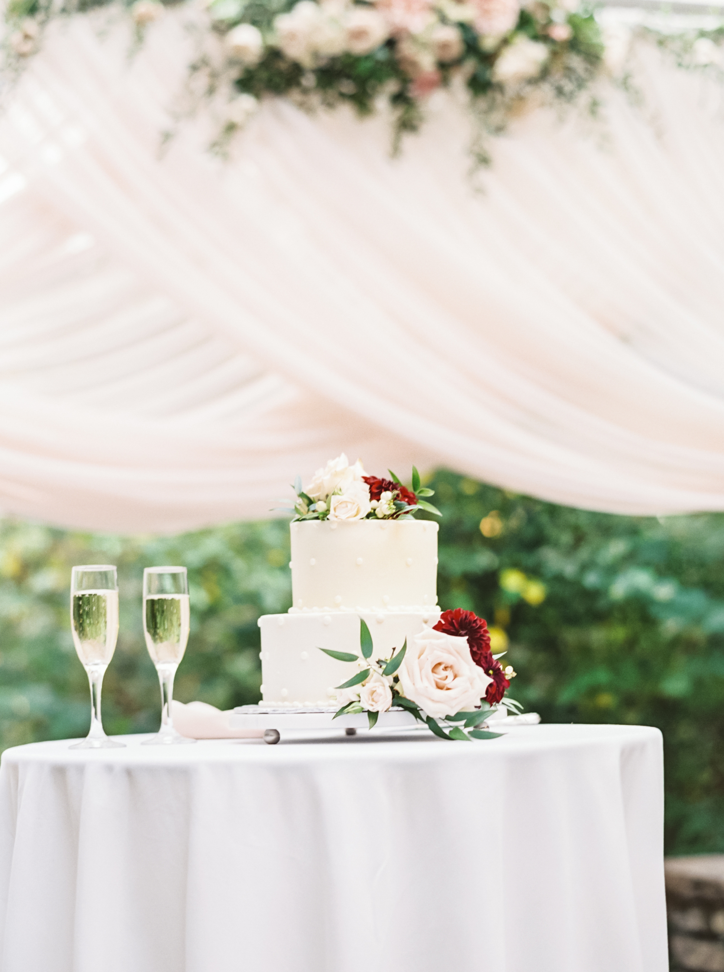 Cake Table, Champagne Flutes, Wedding Reception