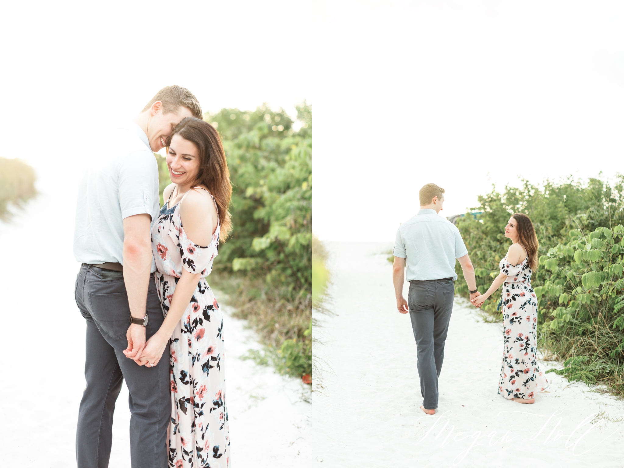 Man snuggling into woman for engagement session in Marco Island