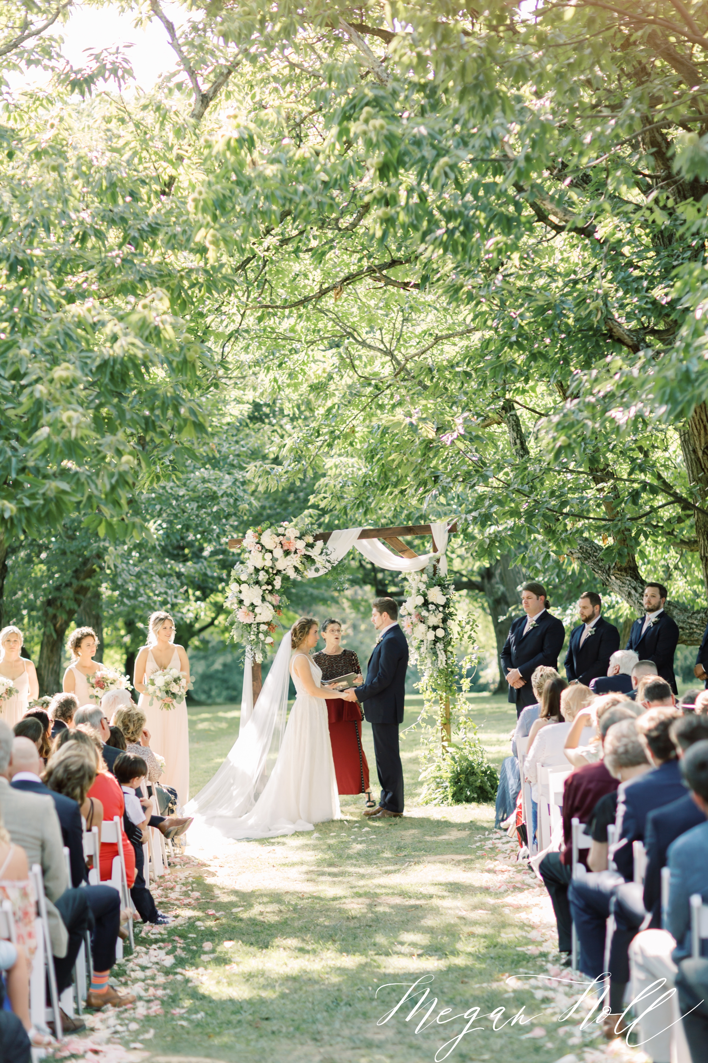 Wedding Ceremony at The Pinecroft Mansion in the Orchard
