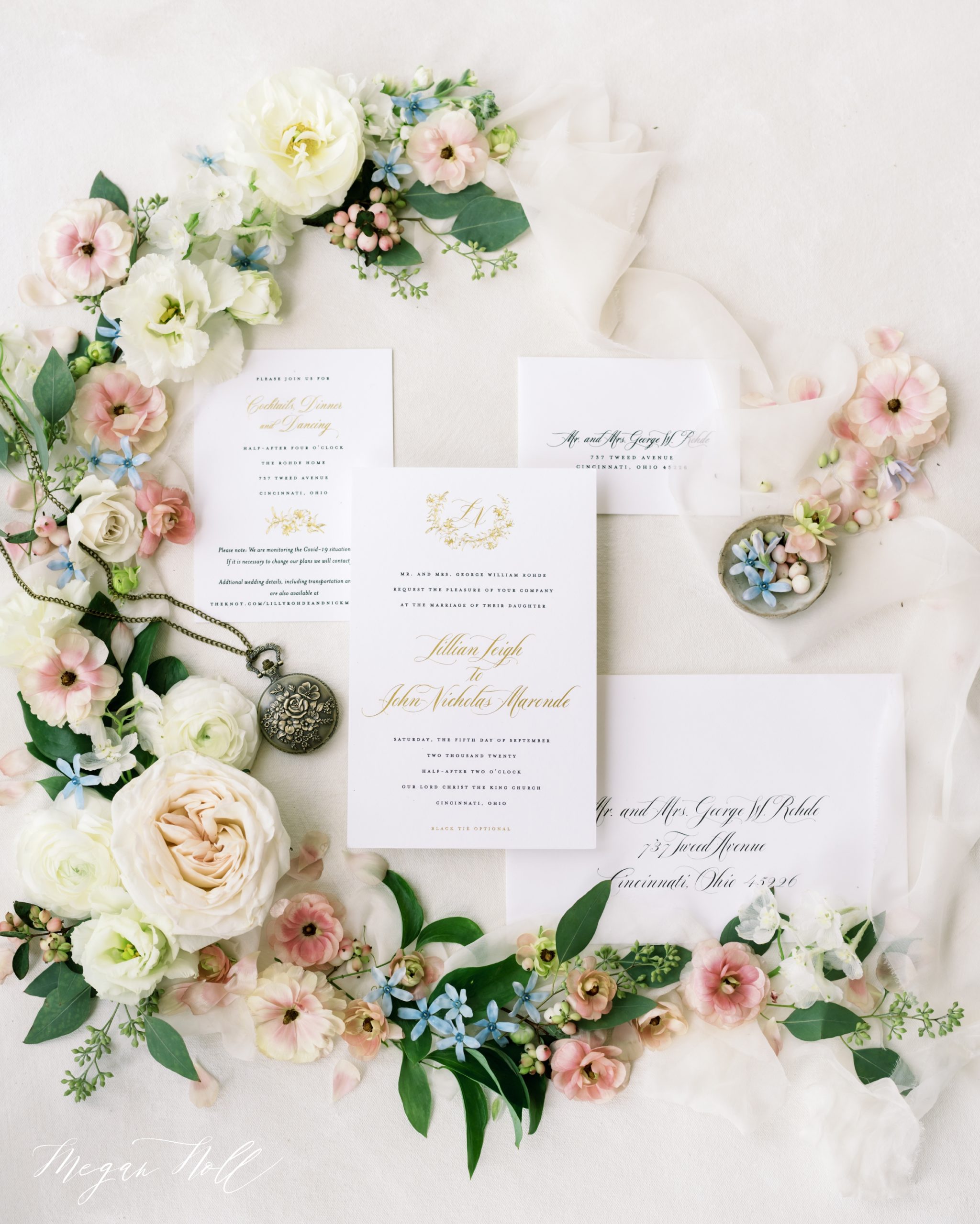 Poeme Wedding Invitations Custom Made in Cincinnati with Floral Design