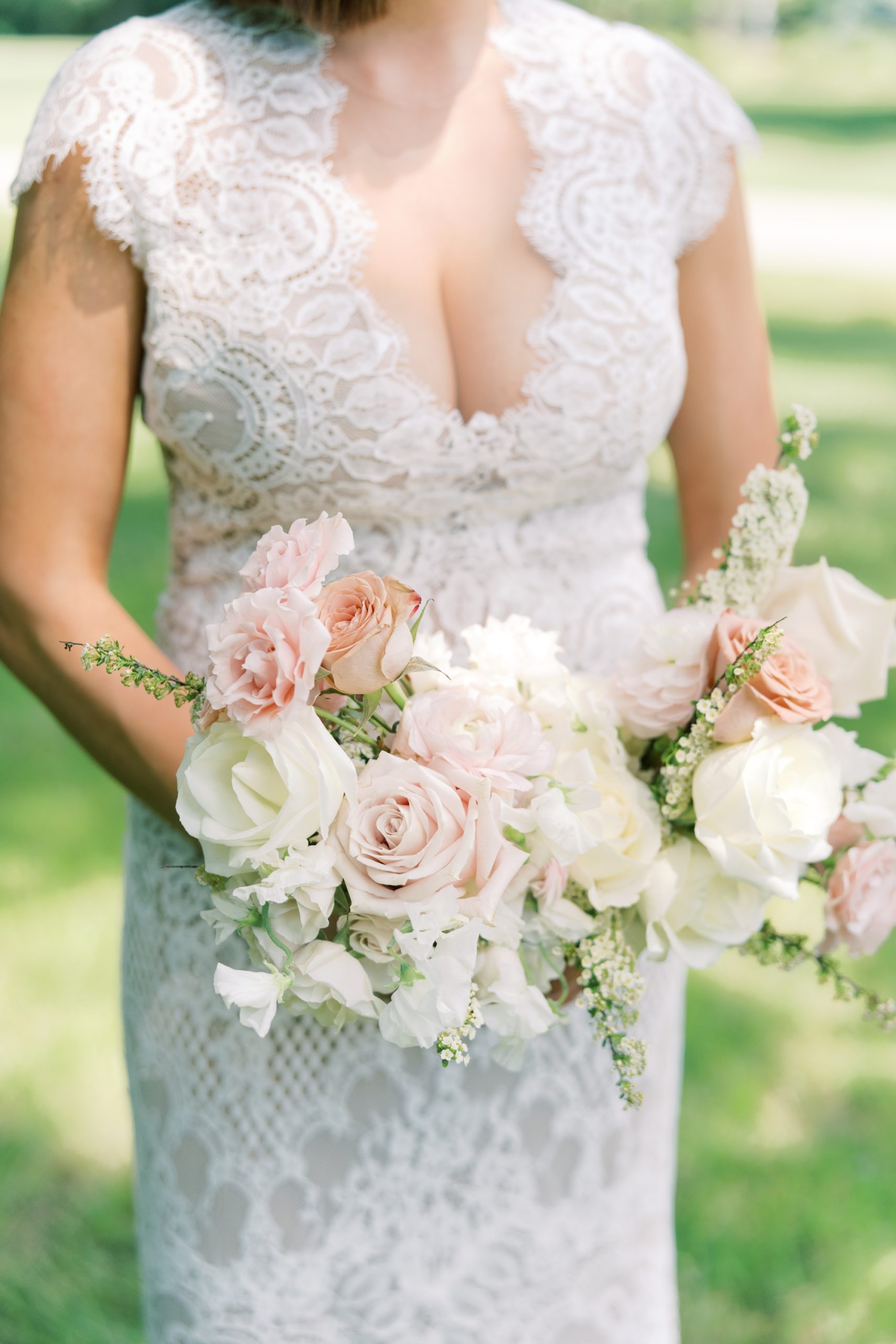the bride wore a BHLDN lace wedding dress