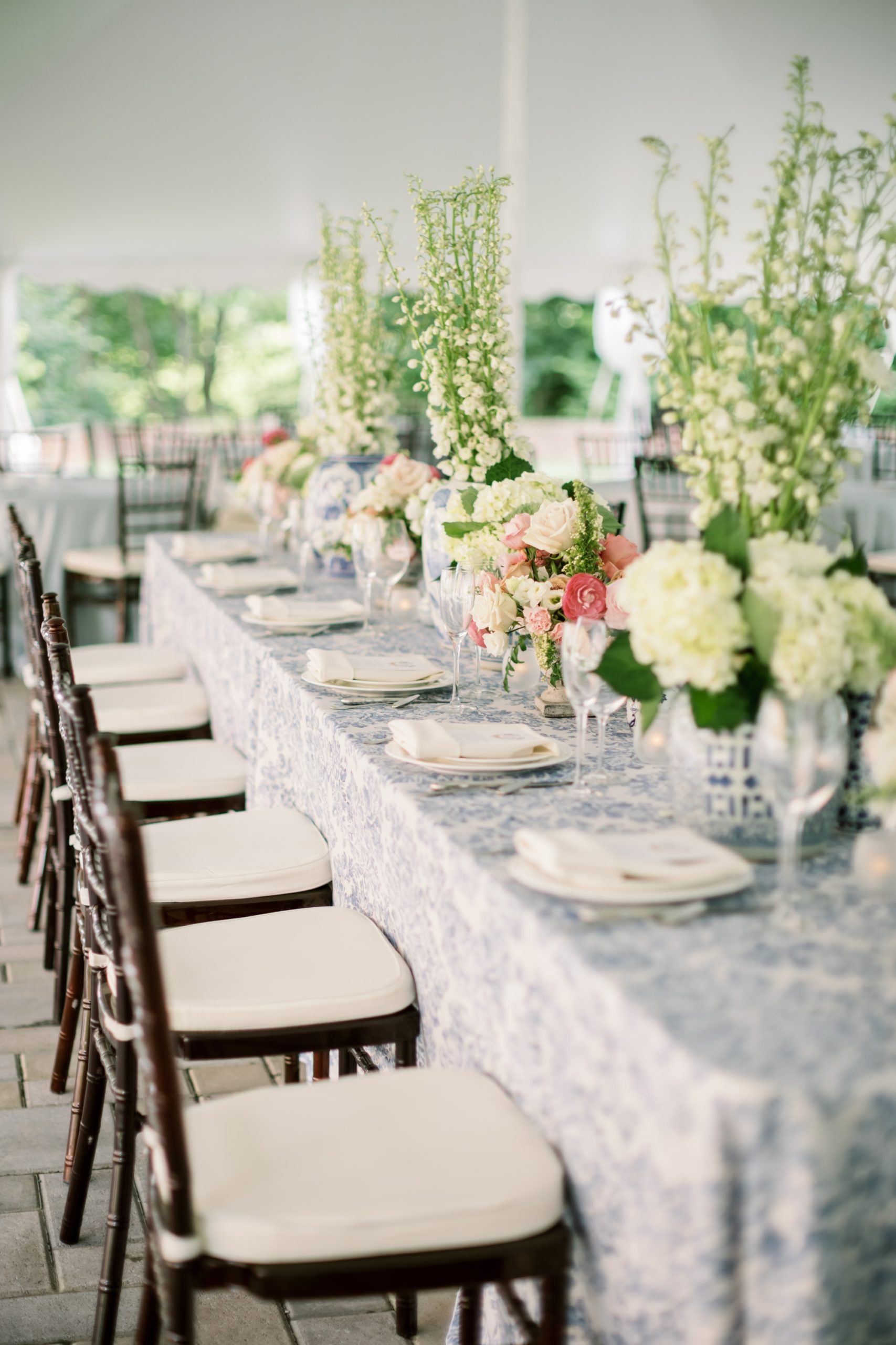 wedding table with colorful linen and florals