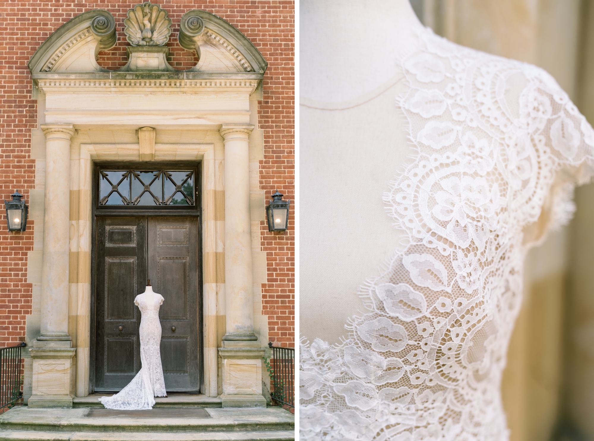 the bride wore a lace BHLDN wedding dress