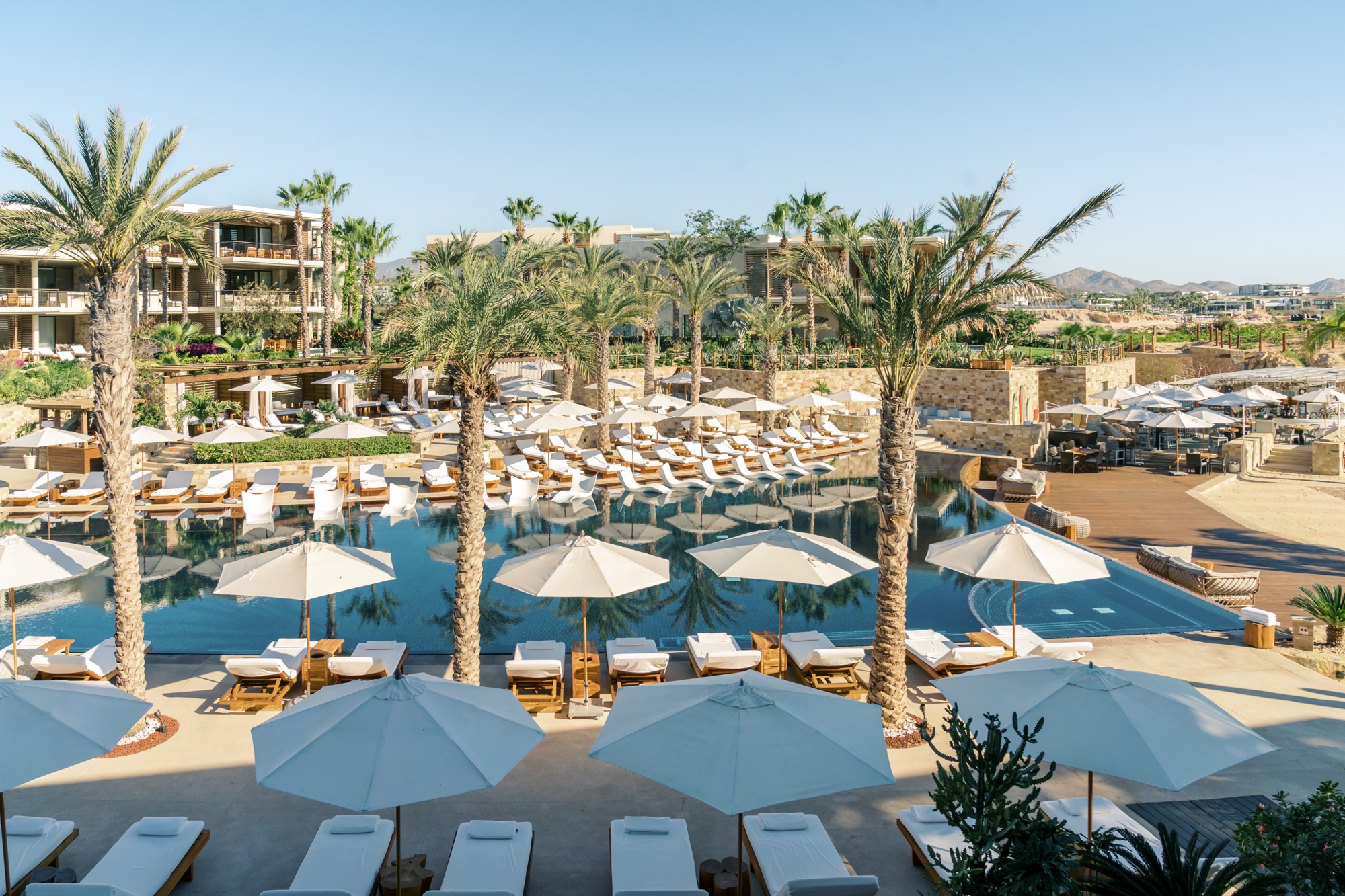 Large, chic pool at Chileno Bay in Los Cabos