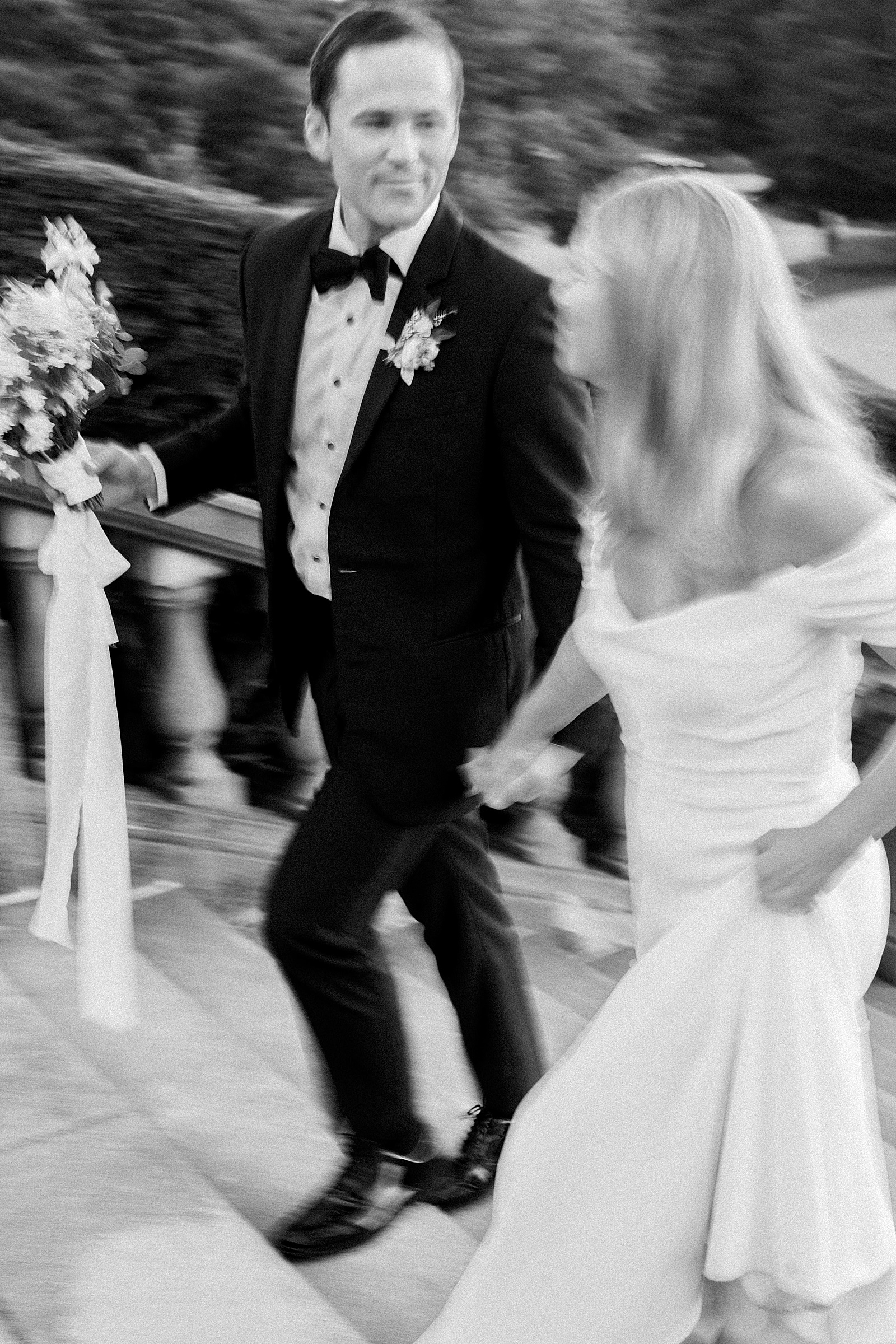 Black and White Blurry Vogue photo with motion from Cincinnati Wedding Photographer Megan Noll