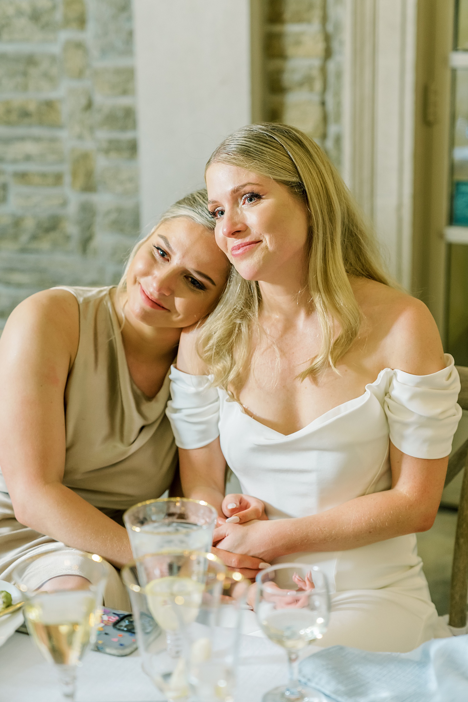 Bride and sister share sweet moment together