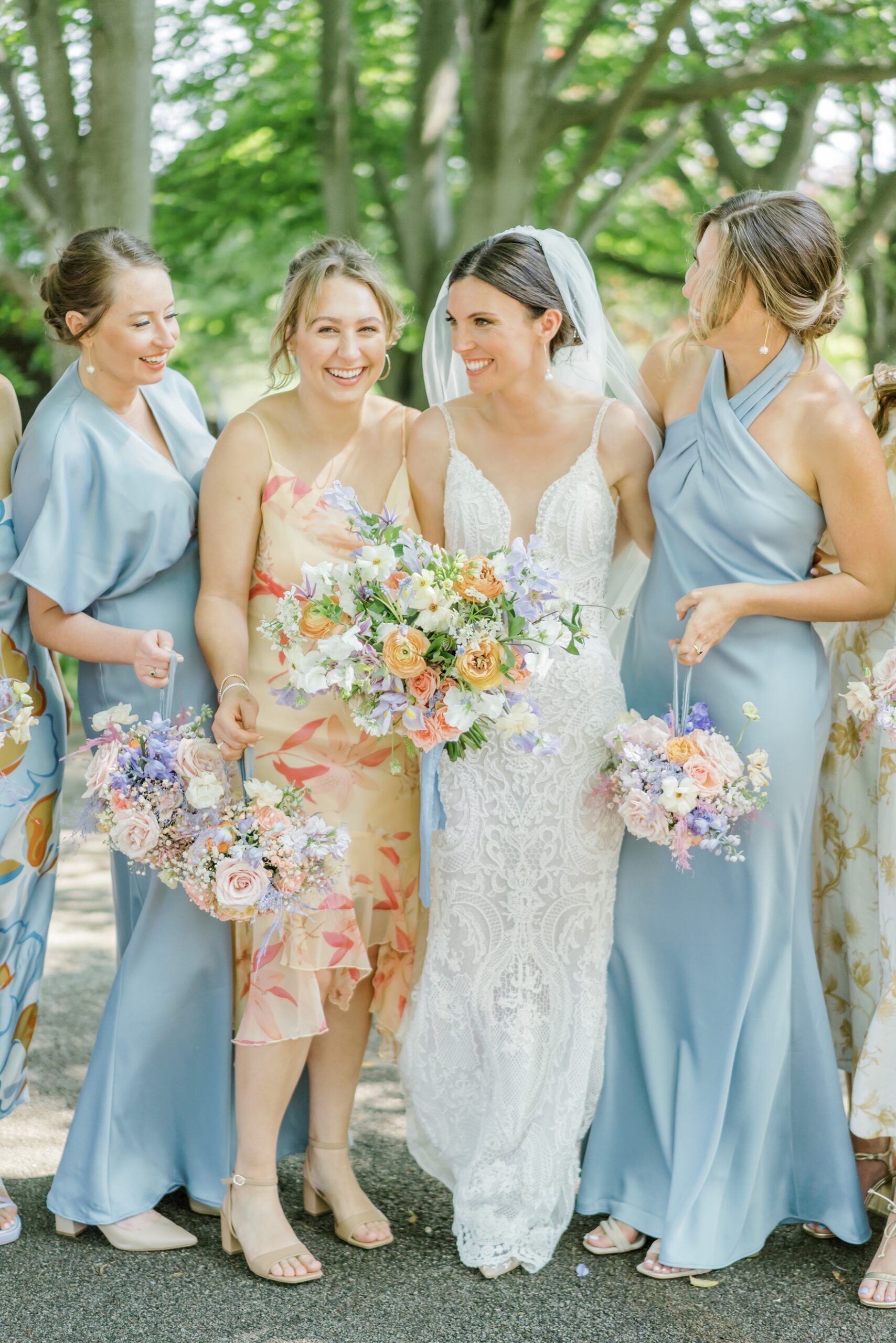 Bridesmaids at the Yew Dell Botanical Gardens wedding