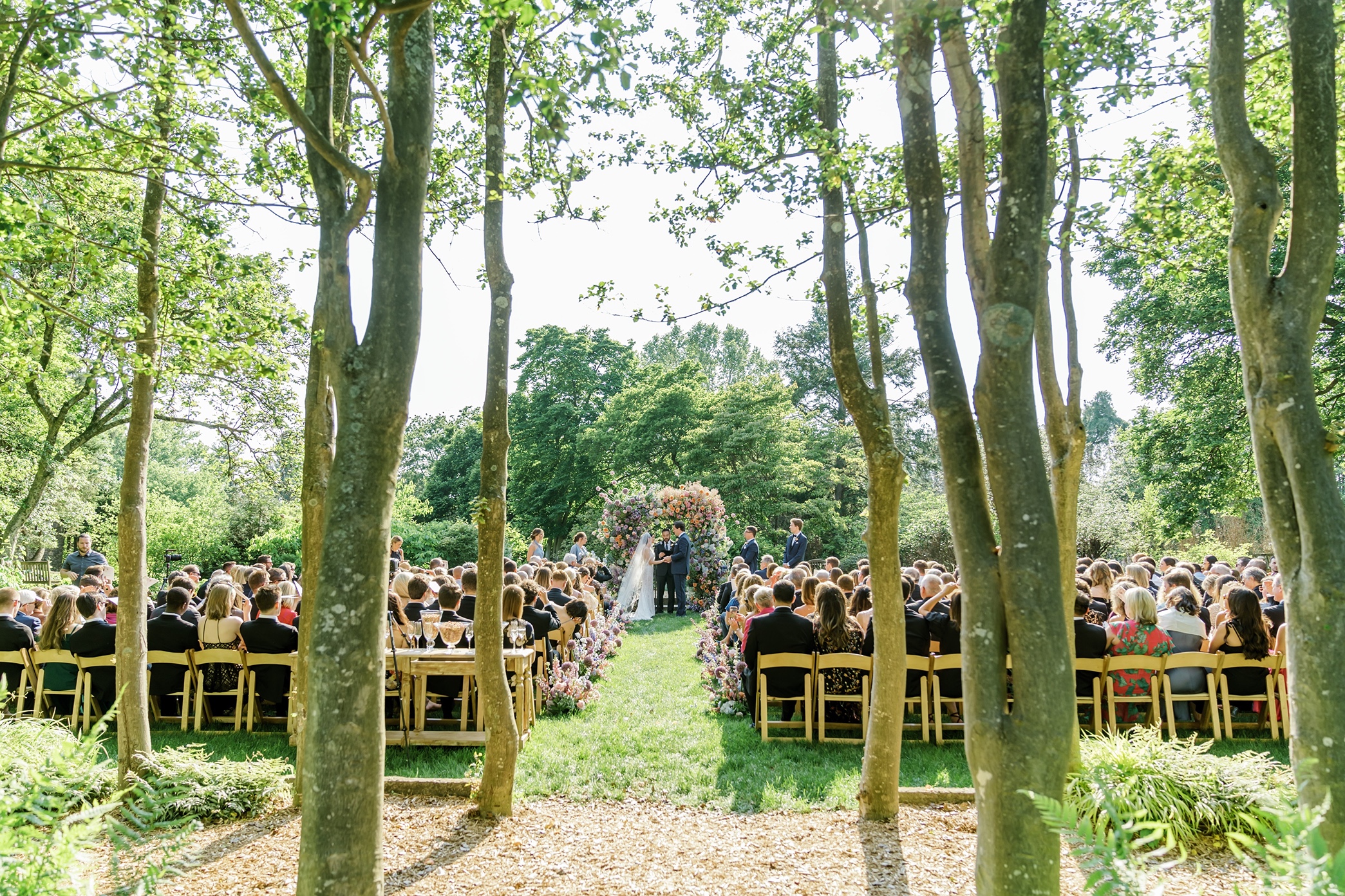 Wedding ceremony outdoors at Yew Dell Gardens