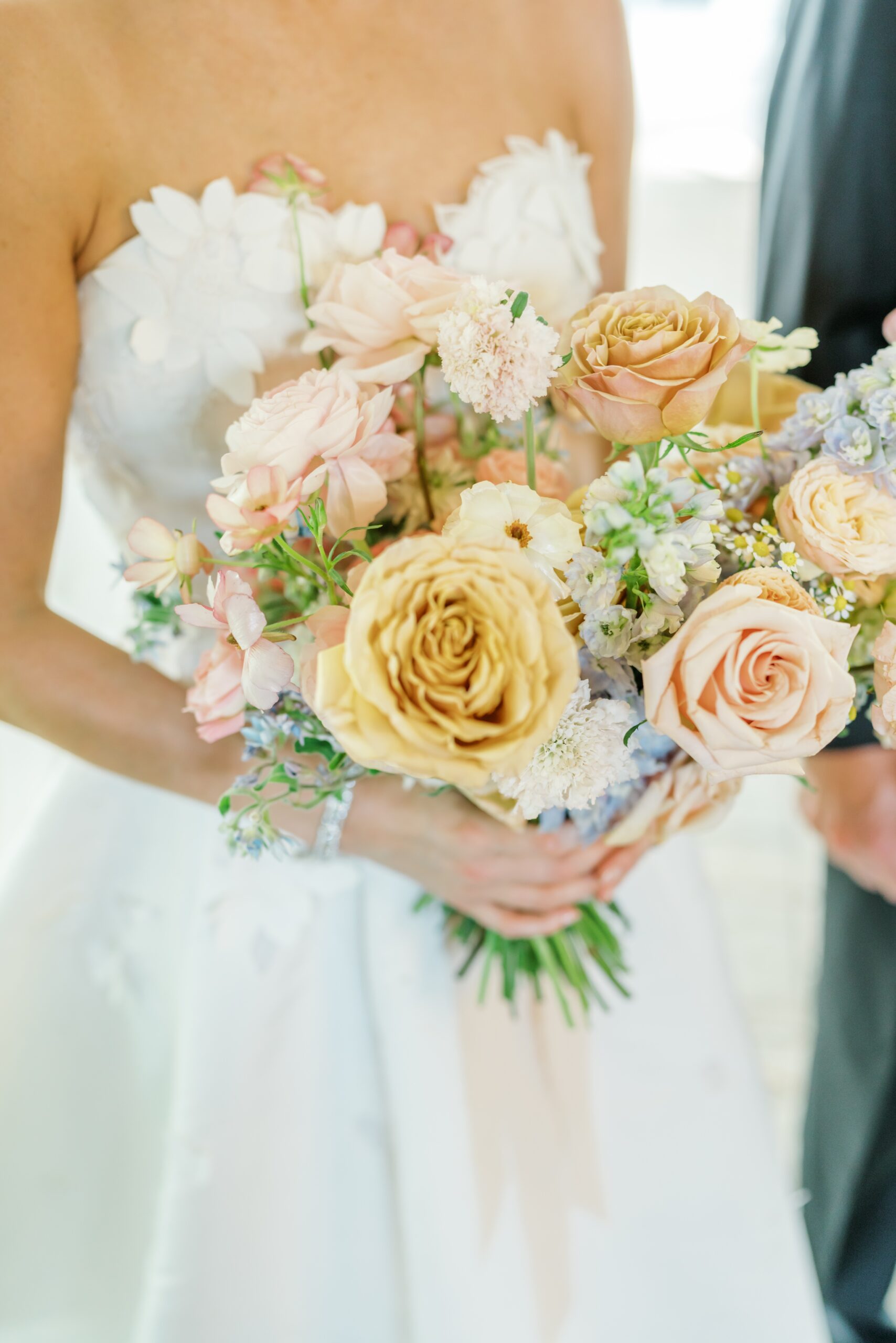 Bridal bouquet with pastel flowers