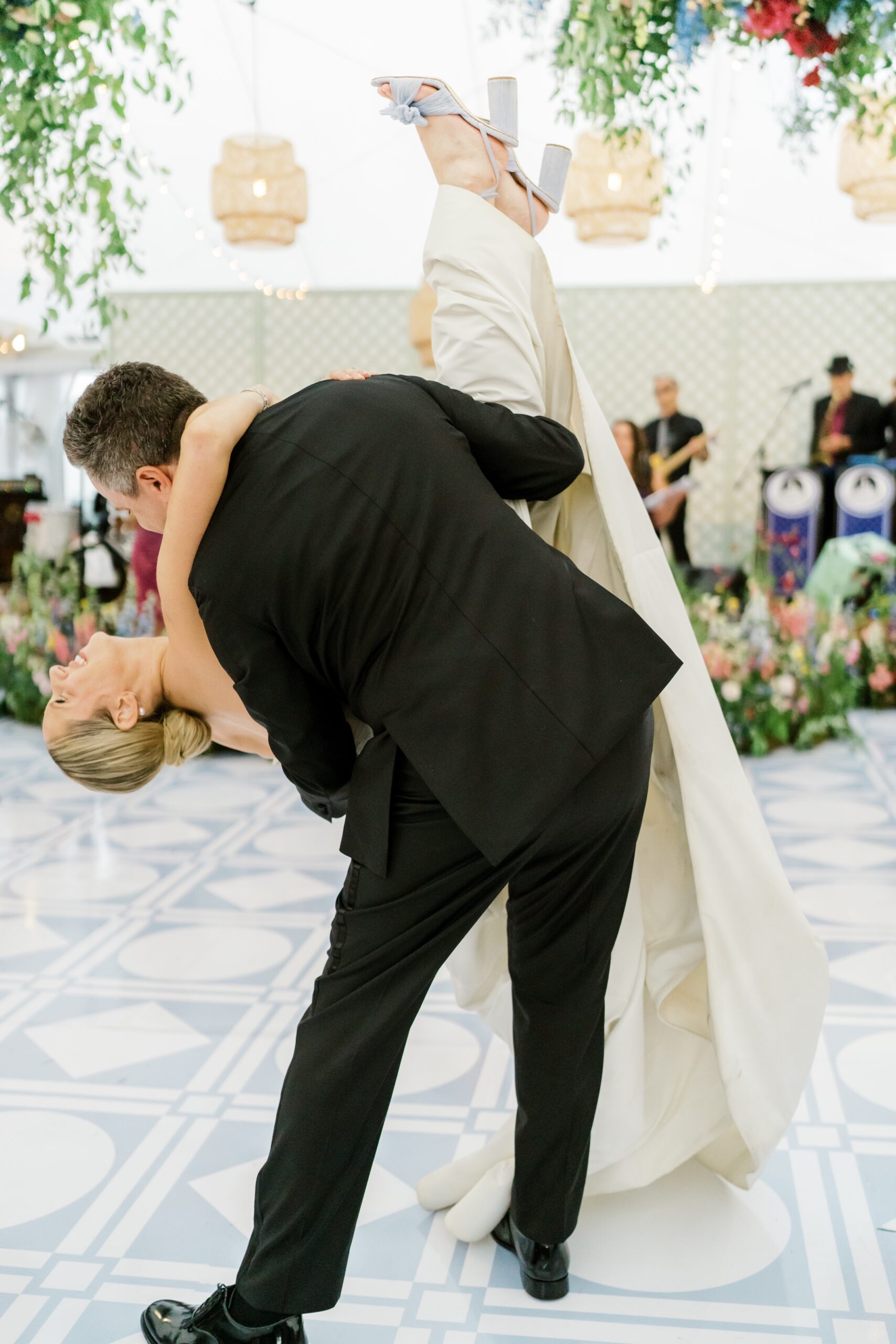 Bride and groom first dance at the Pocono Mountain wedding reception