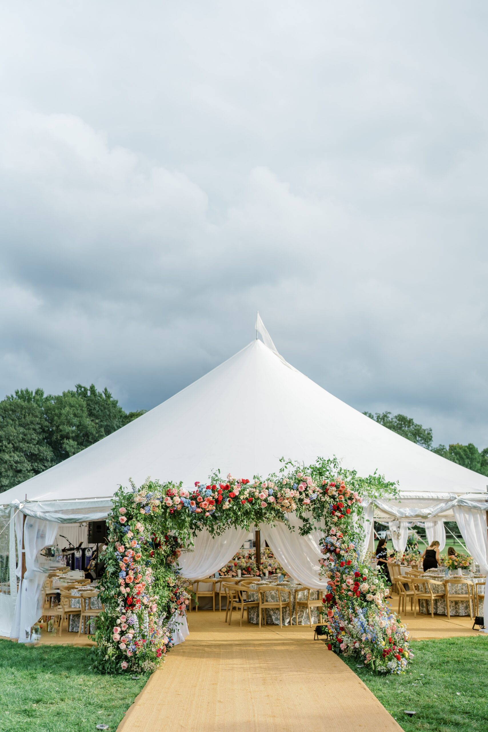 Wedding reception tent entrance at the Pocono Mountain wedding